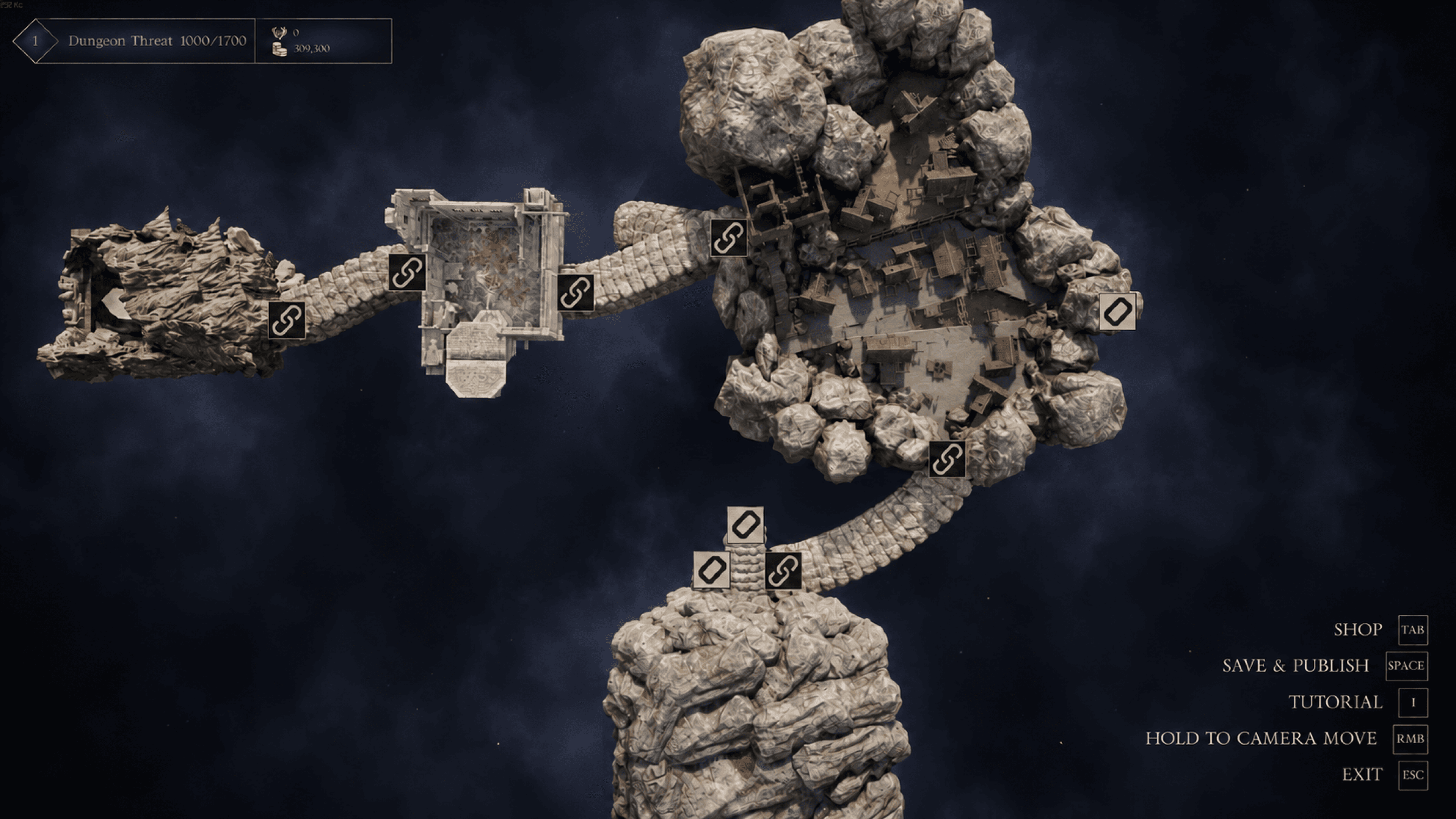 Top-down dungeon building view in Trickster Trove